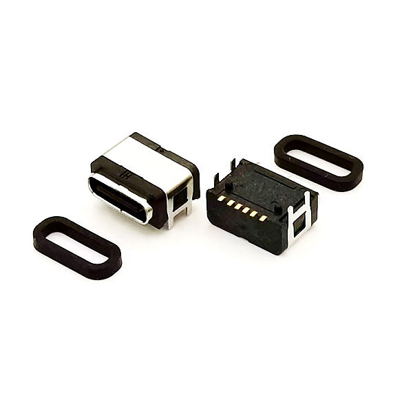 USB TYPE C 6P板上防水；殼子4插腳
