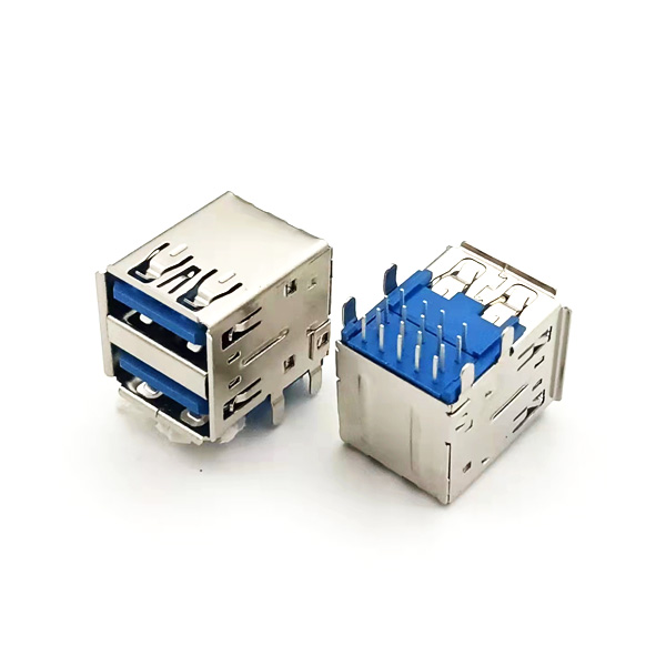 USB3.0雙層卷邊；板上直腳；殼子腳間距13.14