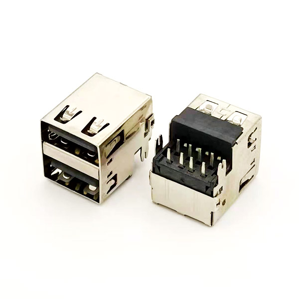 USB 2.0直邊;沉板雙層DIP;殼子魚(yú)叉腳
